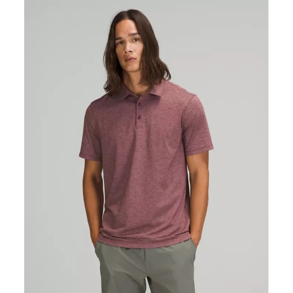 Lululemon Evolution Polo Shirt Men's XL Red Merlot Heather Short Sleeve Slim Fit